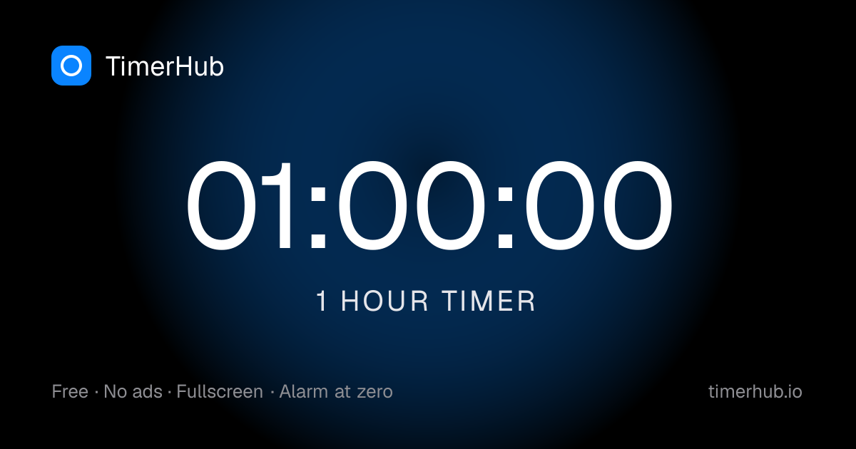 1 Hour Timer — Runs in Background, No Ads | TimerHub