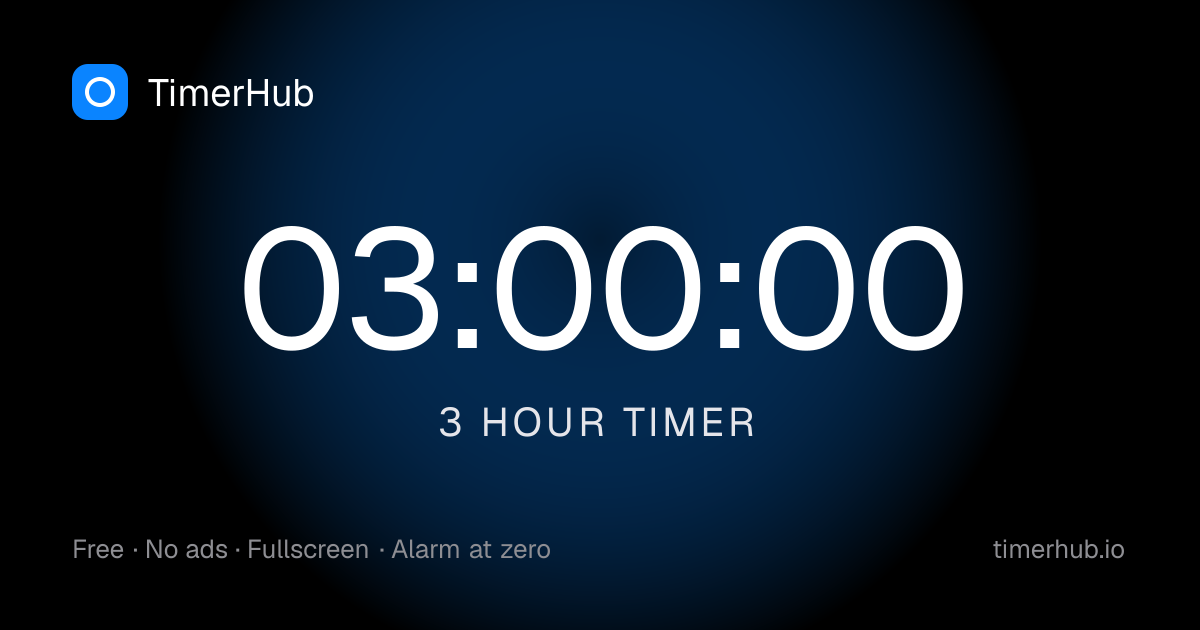 3 Hour Timer — Runs in Background, No Ads | TimerHub