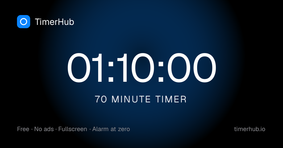 70 Minute Timer — Runs in Background, No Ads | TimerHub