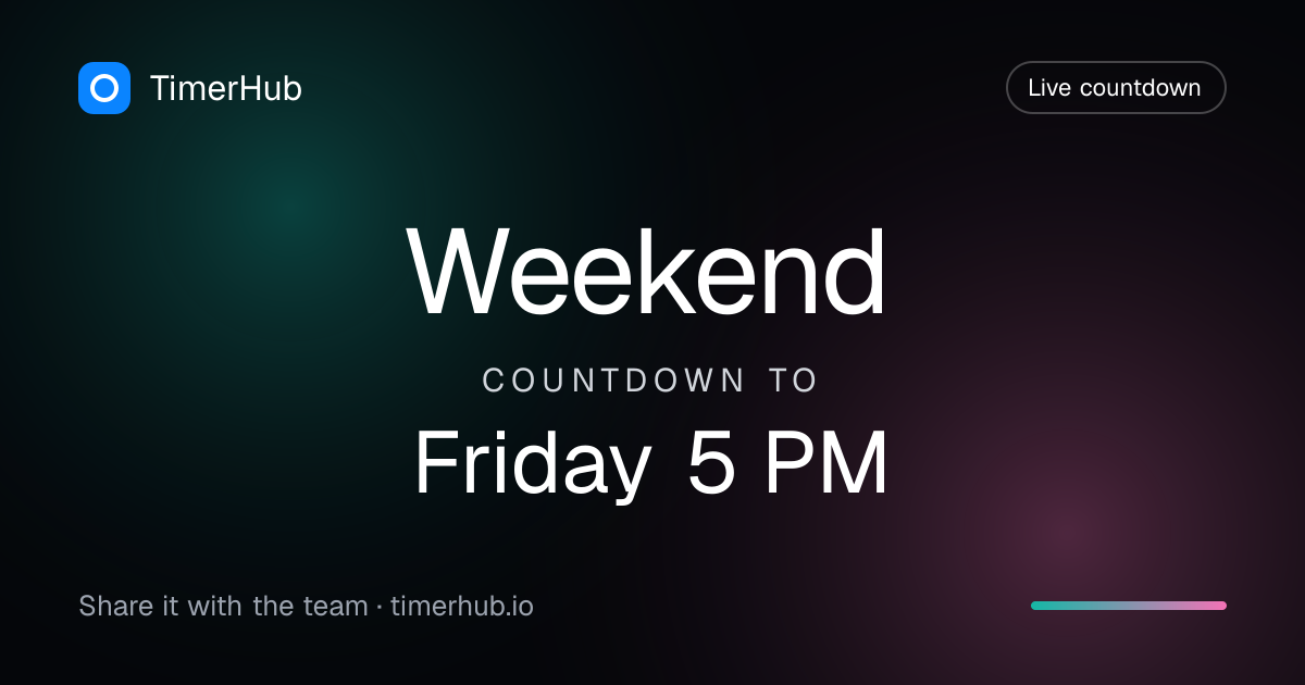 Weekend Countdown: How Long Until Friday 5 PM? | TimerHub